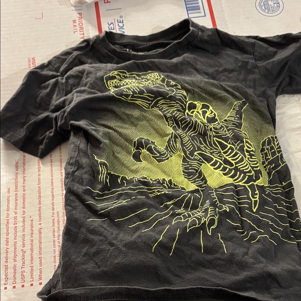 Place Black Tee with Neon Yellow Reptile Design small